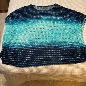 Plus sized Ralph Lauren Blue and White Striped Linen Top